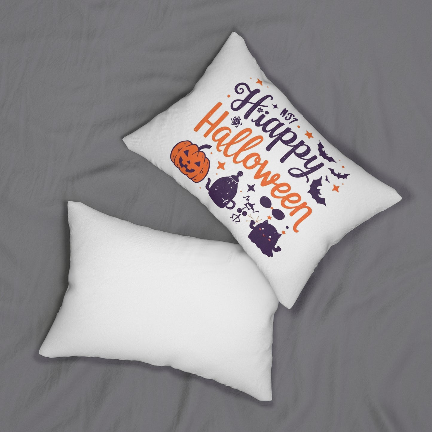Halloween Spun Polyester Lumbar Pillow, Fun Pumpkin Decor, Seasonal Home Accent, Comfortable Couch Pillow, Perfect for Fall Celebrations