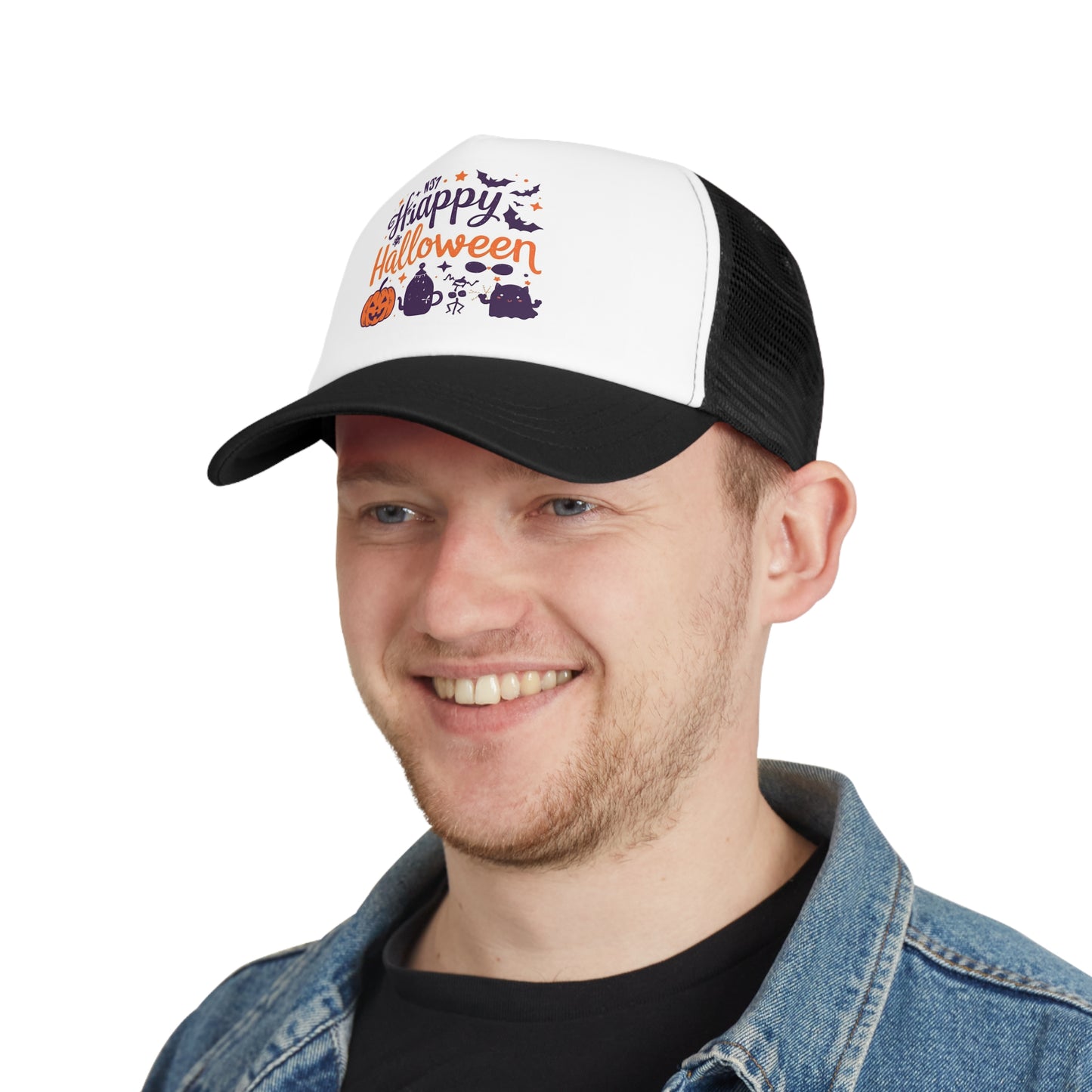 Halloween Mesh Cap, Trucker Hat, Spooky Costume Accessory, Fall Festival Gear, October Celebration Hat